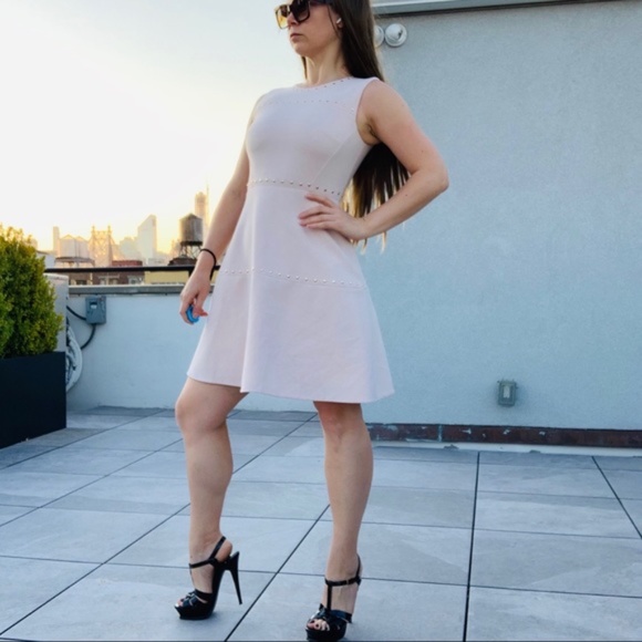 Kate Spade Rose Gold Studs Blush Pink A-Line Dress - Picture 4 of 15